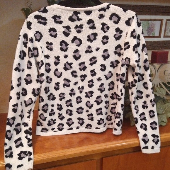 VINTAGE Marisa Christina Leopard print knit cardigan full zip jacket 90s Y2K - Picture 3 of 4